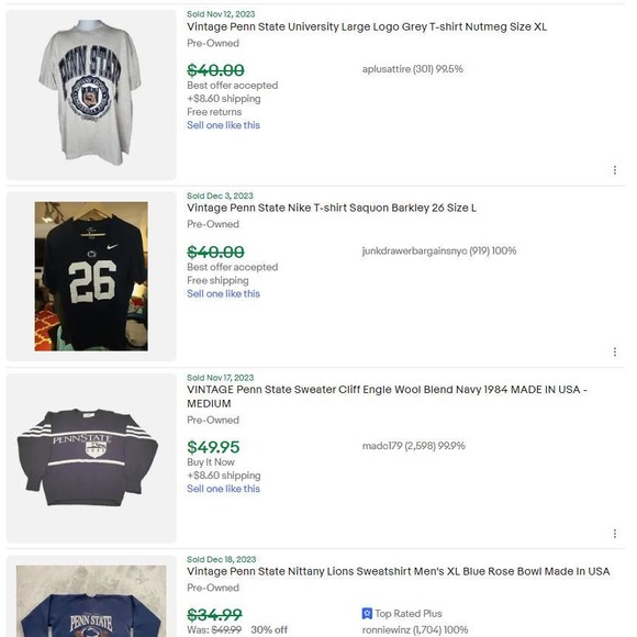 Vintage Penn State University Large Logo Grey T-shirt Size XL made in USA - Picture 3 of 12